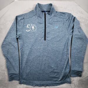 New Balance NYC Marathon 50th Quarter Zip Shirt Mens M Blue Textured Running
